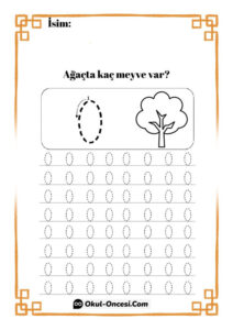 Okul Öncesi Sıfır Rakamı Çalışma Sayfası