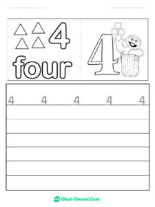 4 rakamı noktalı yazma etkinliği