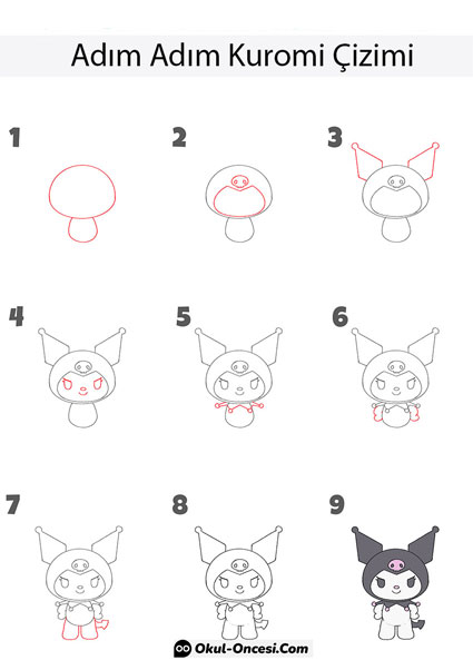 Kuromi Nasıl Çizilir Adım adım kuromi çizimi