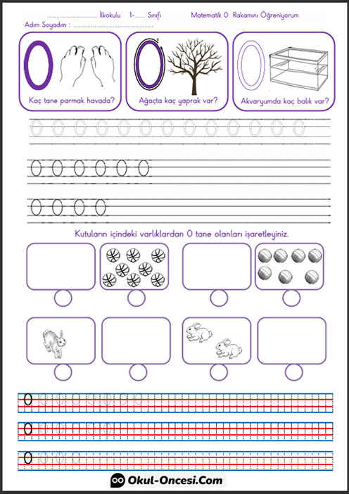 Okul Öncesi Sıfır Rakamı Çalışma Sayfası