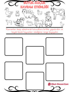 büyük küçük kavram çalışması kes yapıştır