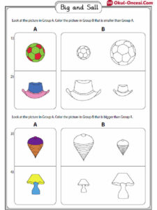 büyük küçük kavram çalışma sayfası
