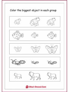 big or small worksheets