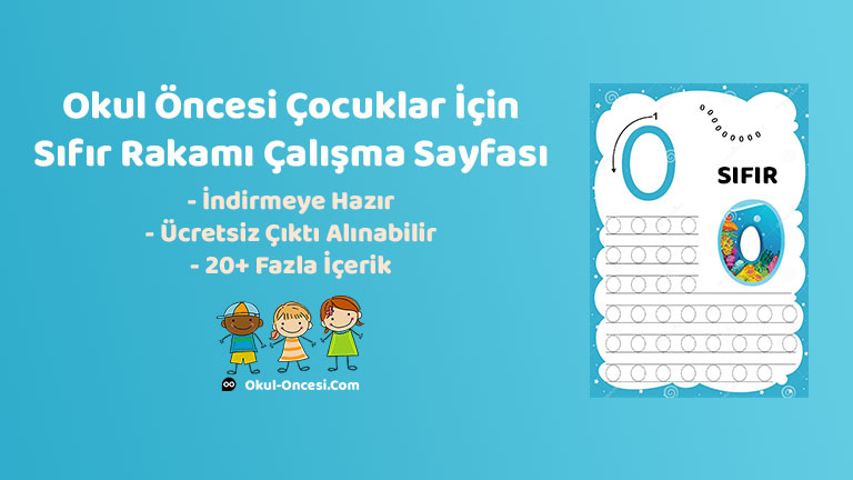 Okul öncesi çocuklar için 0 rakamını öğrenmeye yönelik sıfır rakamı çalışma sayfası