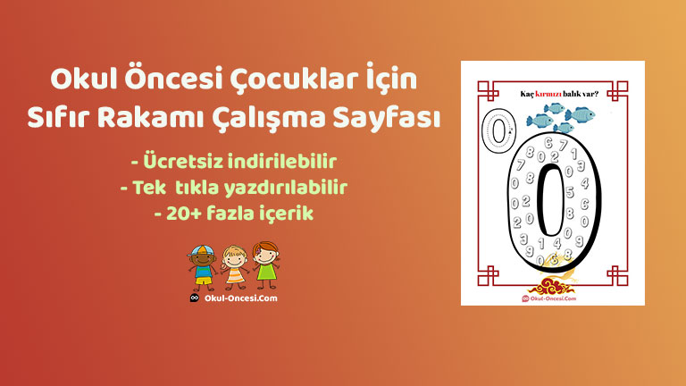 Okul öncesi çocuklar için 0 rakamını tanımaya yönelik sıfır rakamı boyama sayfası